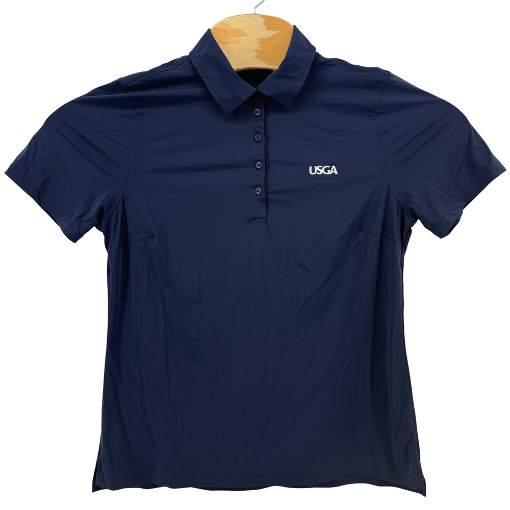 G/FORE Womens USGA Navy Blue Silky Tech Nylon Golf Polo Shirt Size L GLP000004